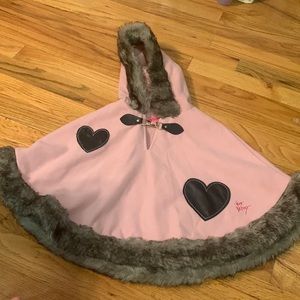 Pink Betsey Johnson shawl / poncho for toddler girls with a hood. Size 4T